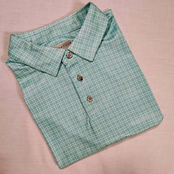 PGA Tour Men's M Pro Series Plaid Polo NWT - Picture 1 of 10